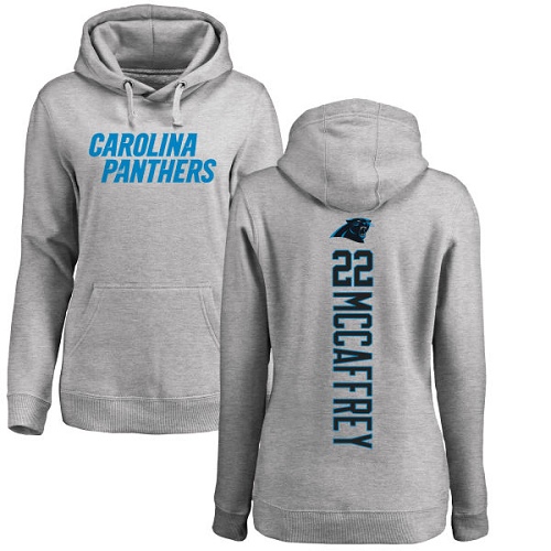 Carolina Panthers Ash Women Christian McCaffrey Backer NFL Football #22 Pullover Hoodie Sweatshirts